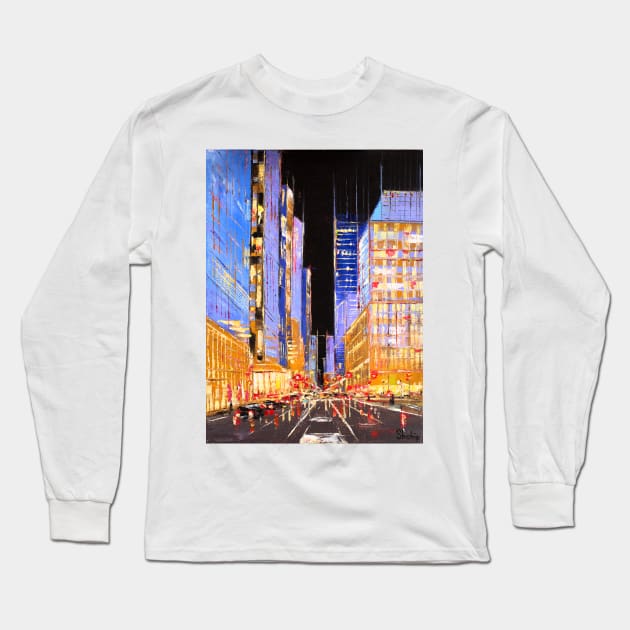 New York. Night Long Sleeve T-Shirt by NataliaShchip